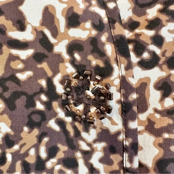 Amber Sun Silk Jacket Black Brown Print Reversible Button Front, Size L - Picture 3 of 15